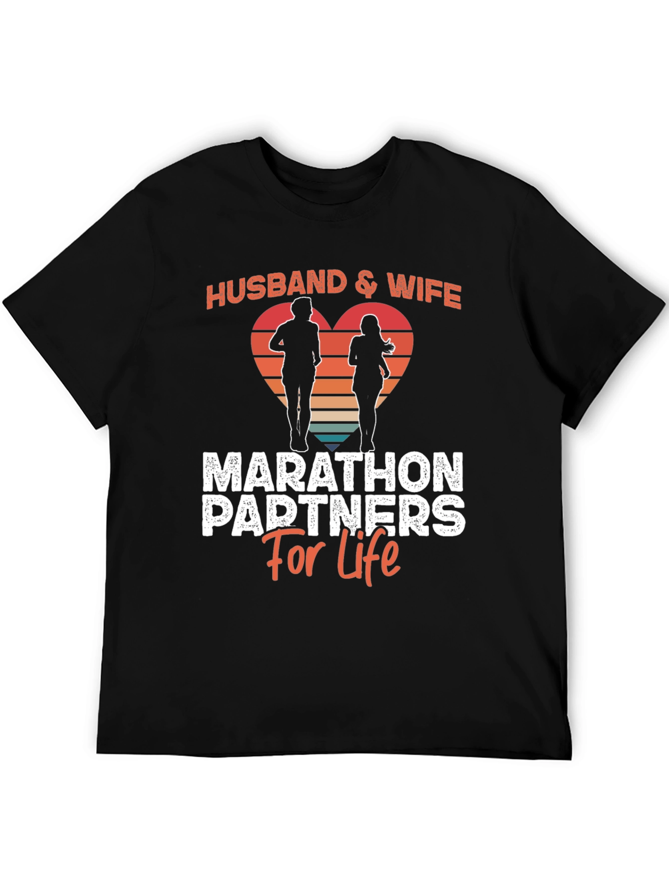 Black Husband & Wife Marathon Partners T-Shirt view 5