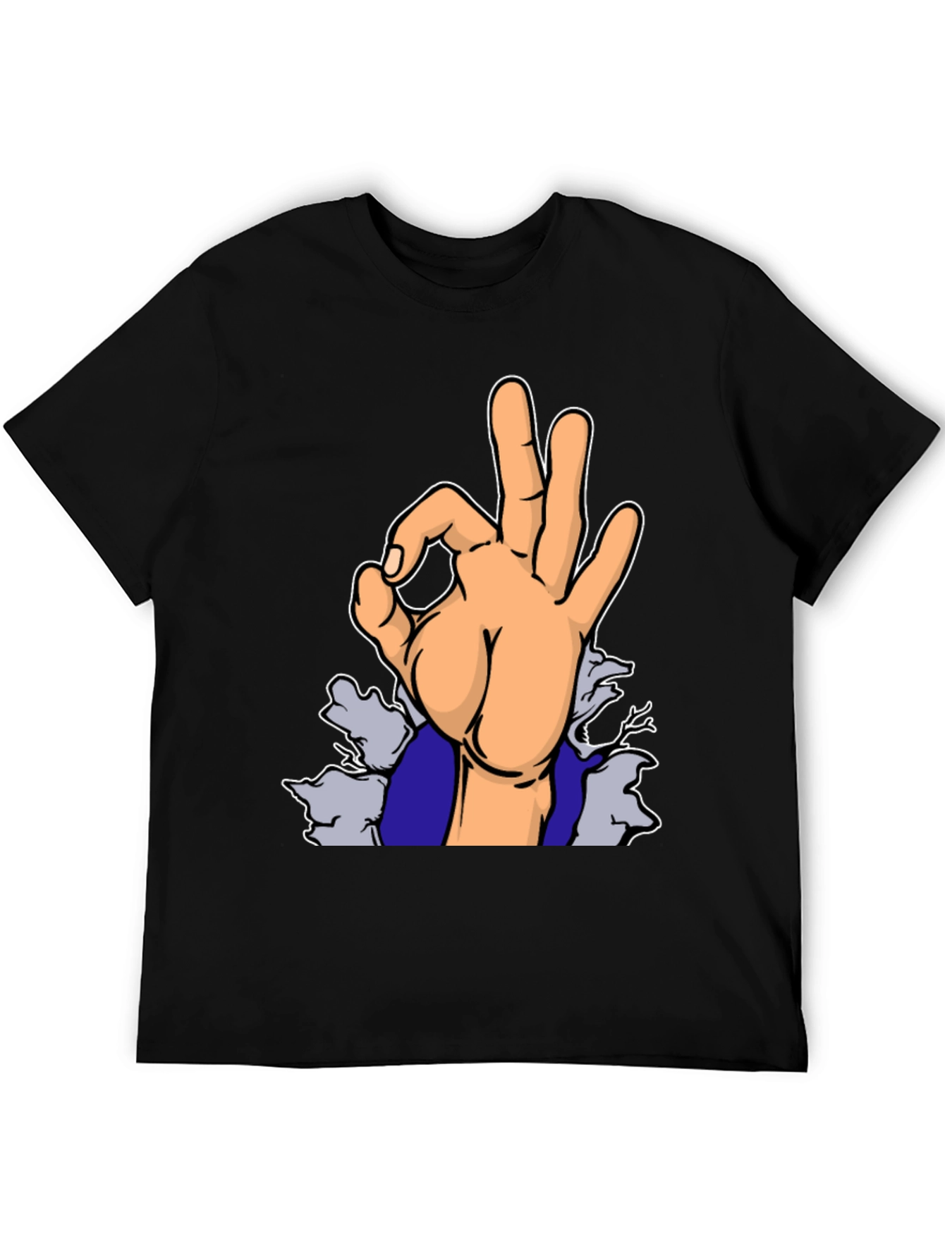 Black "OK" Hand Gesture Graphic T-Shirt view 5