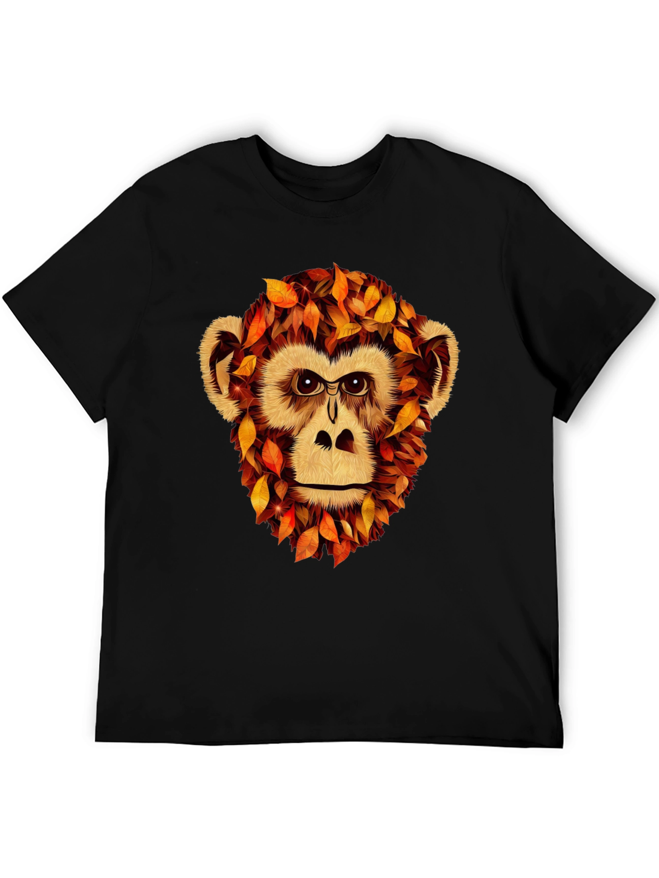 Black Autumn Monkey Graphic T-Shirt - Unique Fall Apparel view 5