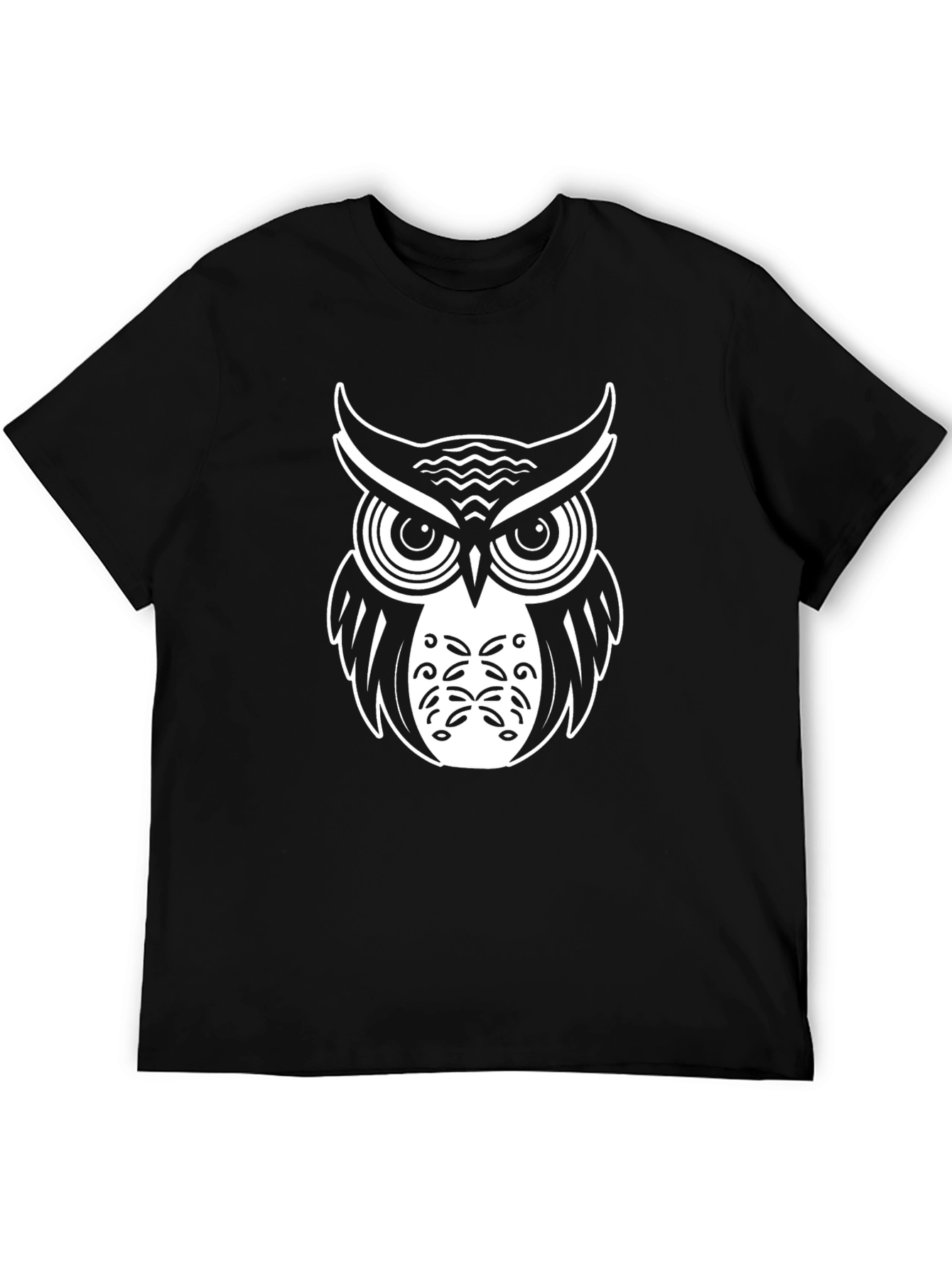 Black Owl Graphic Tee - Black Cotton Comfort view 5