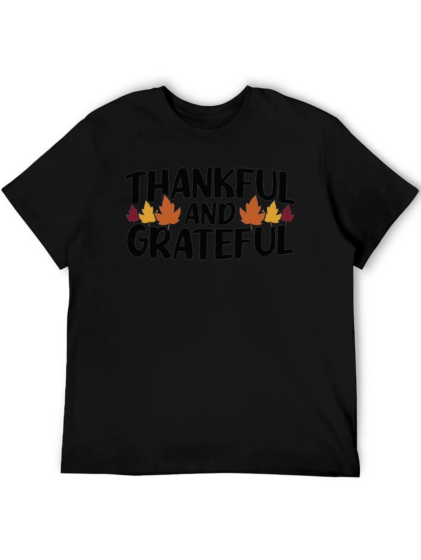 Black Thankful & Grateful Thanksgiving T-Shirt Fall view 5