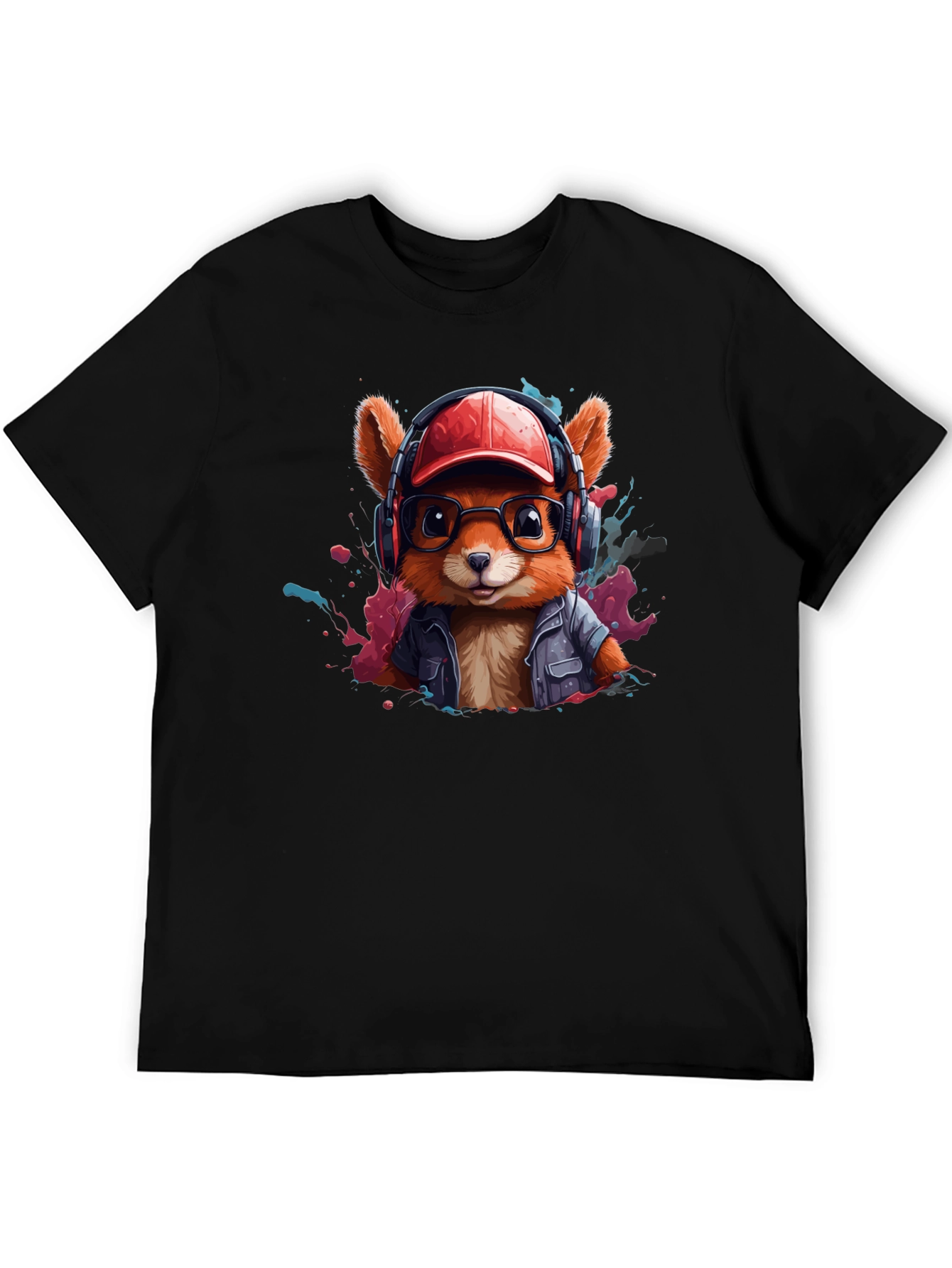 Black Stylish Squirrel Graphic T-Shirt - Trendy Urban Design view 5