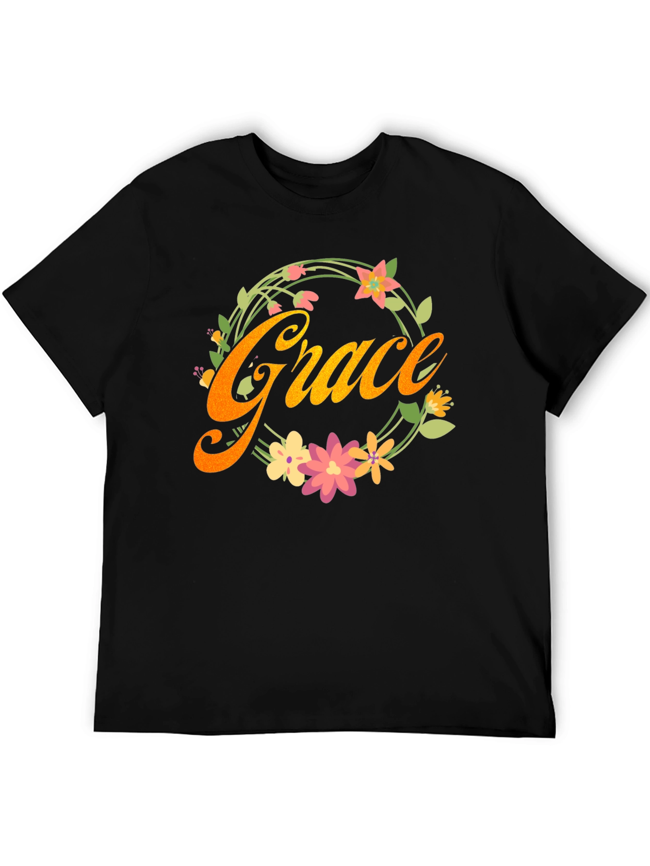 Black Grace Floral Wreath Graphic Tee - Stylish Comfort view 5