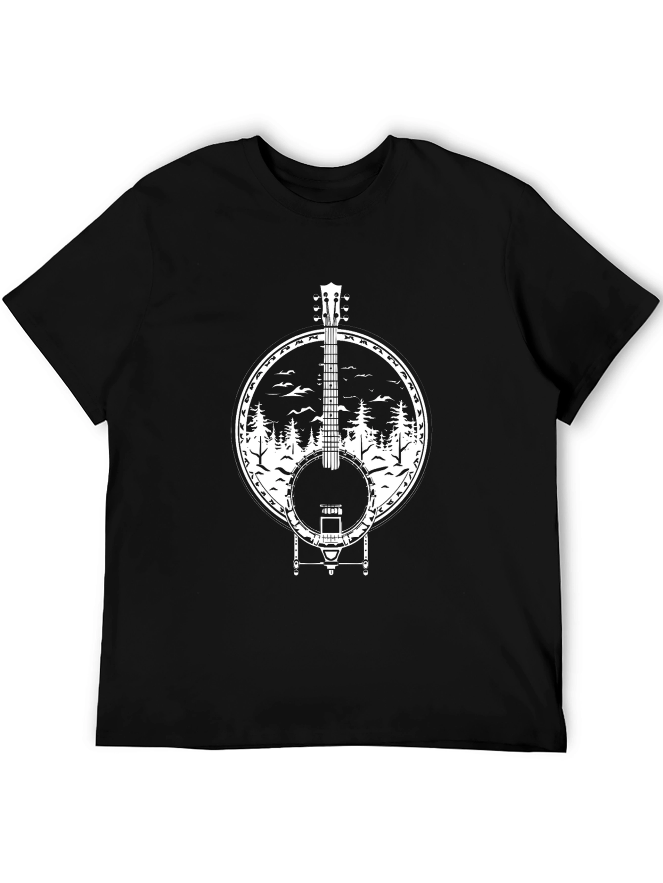 Black Banjo Forest T-Shirt - Black Cotton Tee view 5