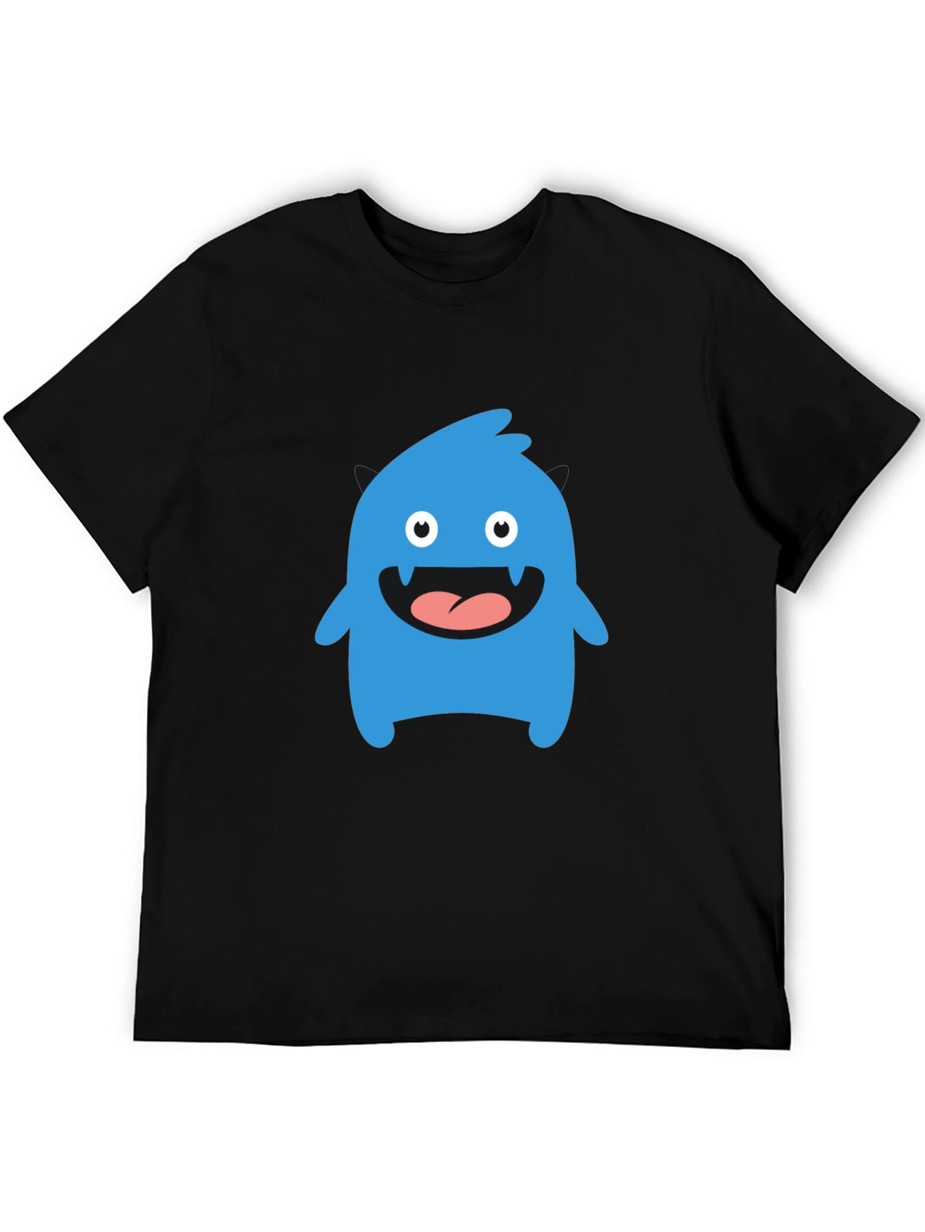 Black Fun Blue Monster Graphic Tee - Black Cotton T-Shirt view 5