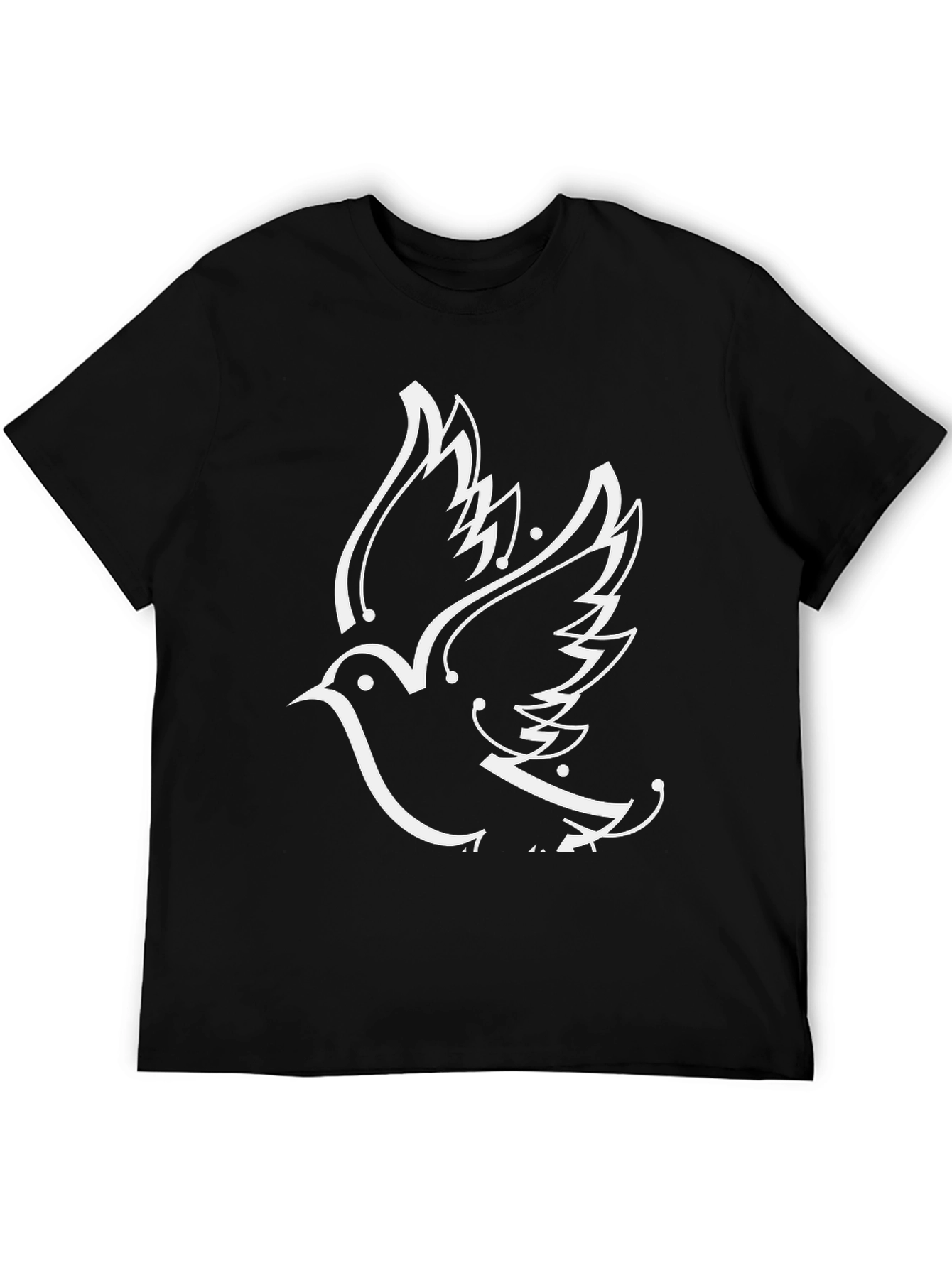 Black Black T-Shirt with Dove Graphic view 5