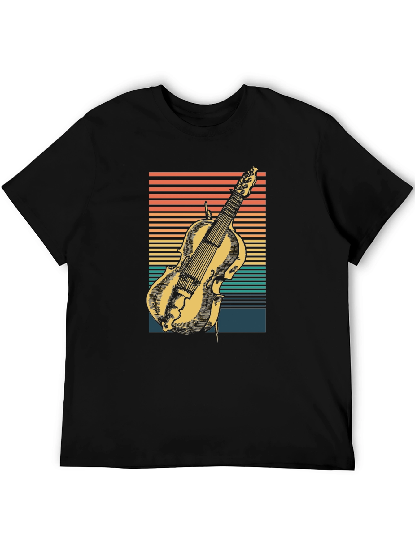 Black Vintage Violin T-Shirt - Retro Music Lover Tee view 5