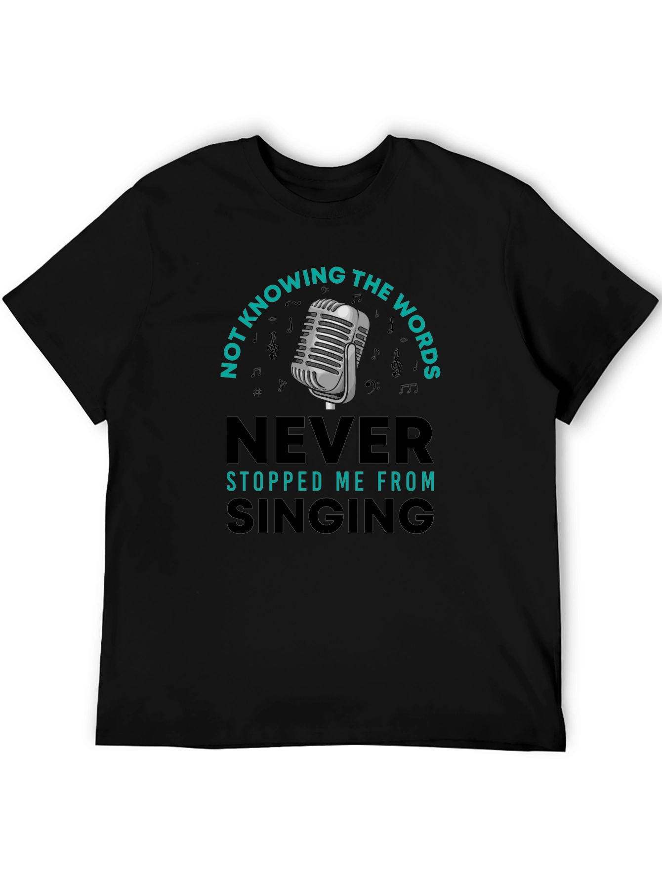 Black Funny Singing T-Shirt - Not Knowing the Words view 5