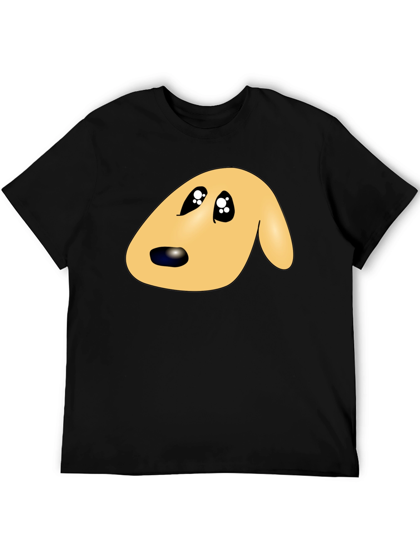 Black Cute Cartoon Dog Face Black T-Shirt view 5