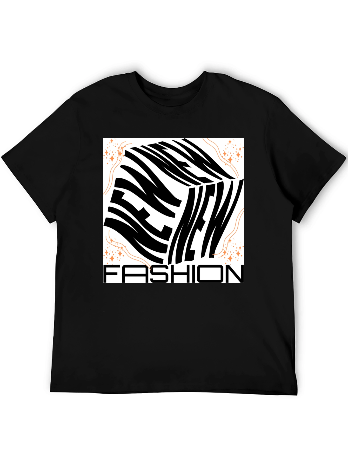 Black New Fashion Graphic Tee - Men's Black Crew Neck view 5