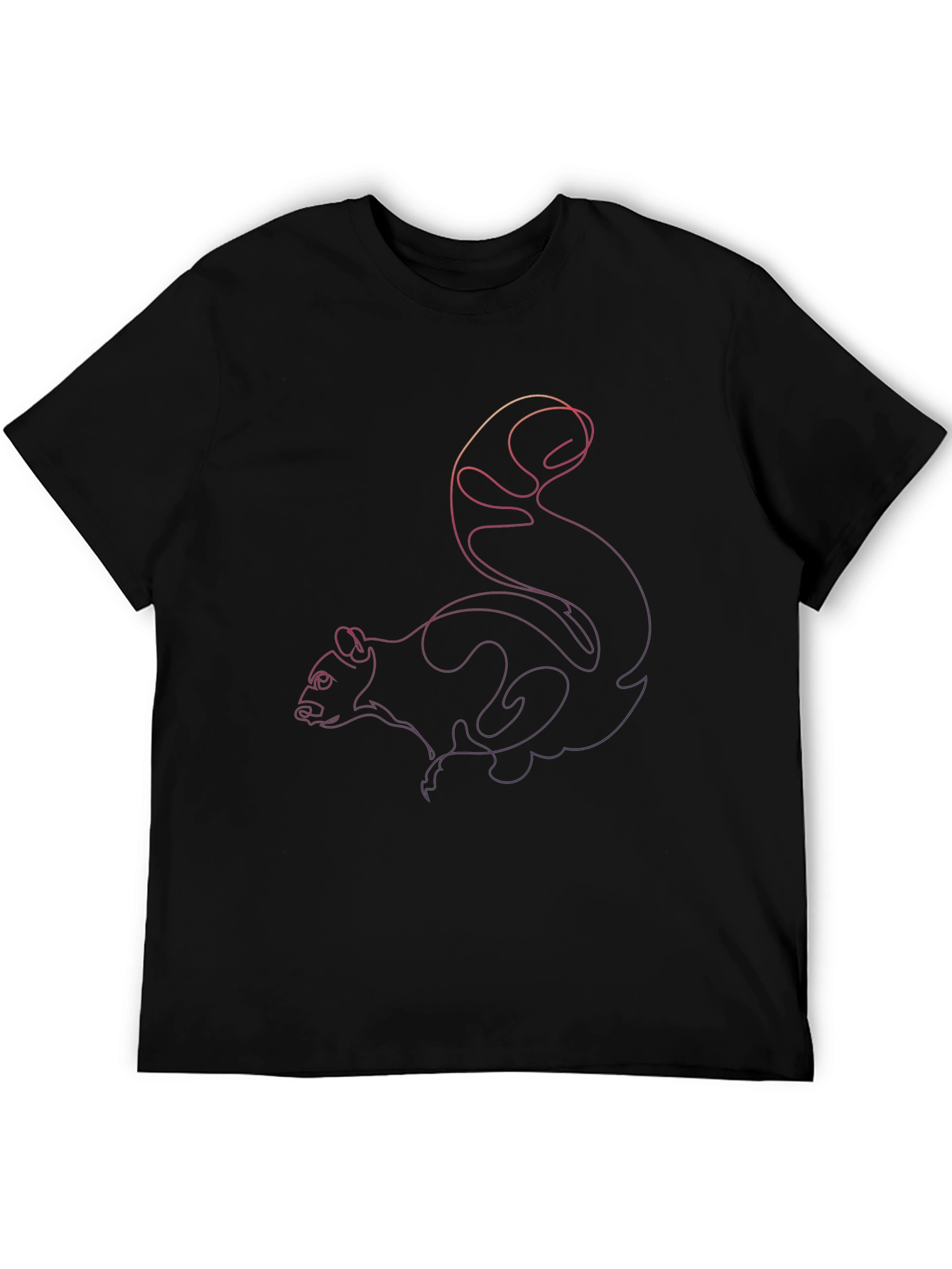 Black Squirrel Line Art Graphic Tee - Black Unisex T-Shirt view 5