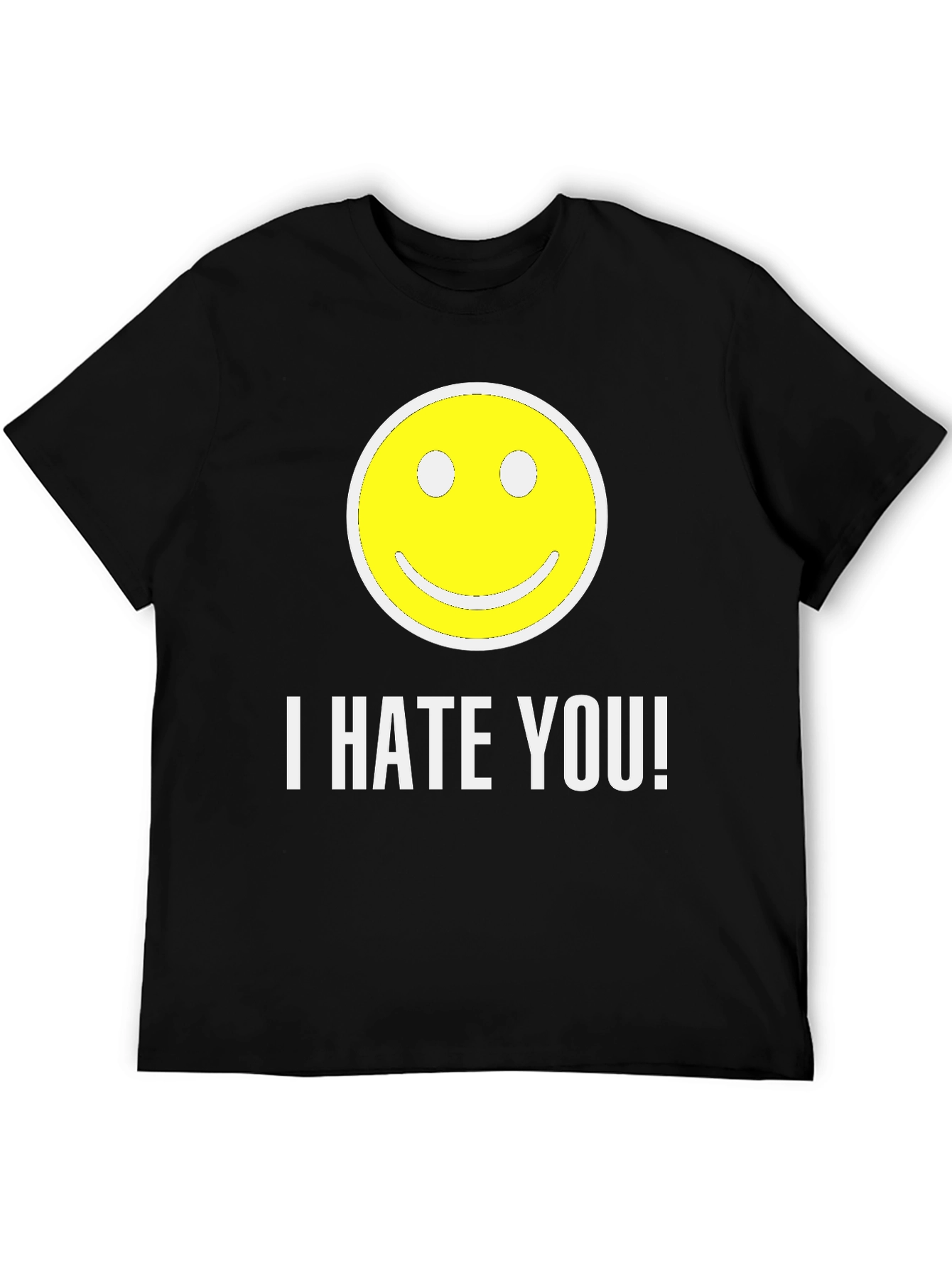 Black I HATE YOU! Smiley Face Graphic T-Shirt view 5