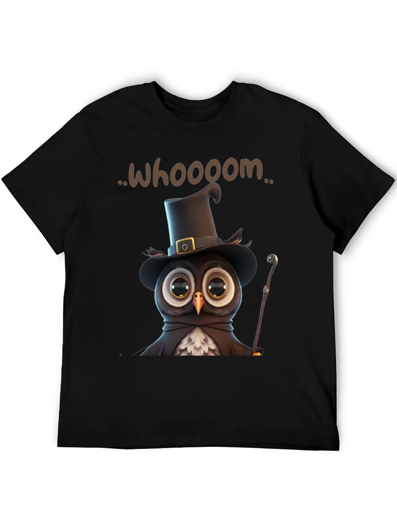 Black Whimsical Owl Graphic T-Shirt view 5