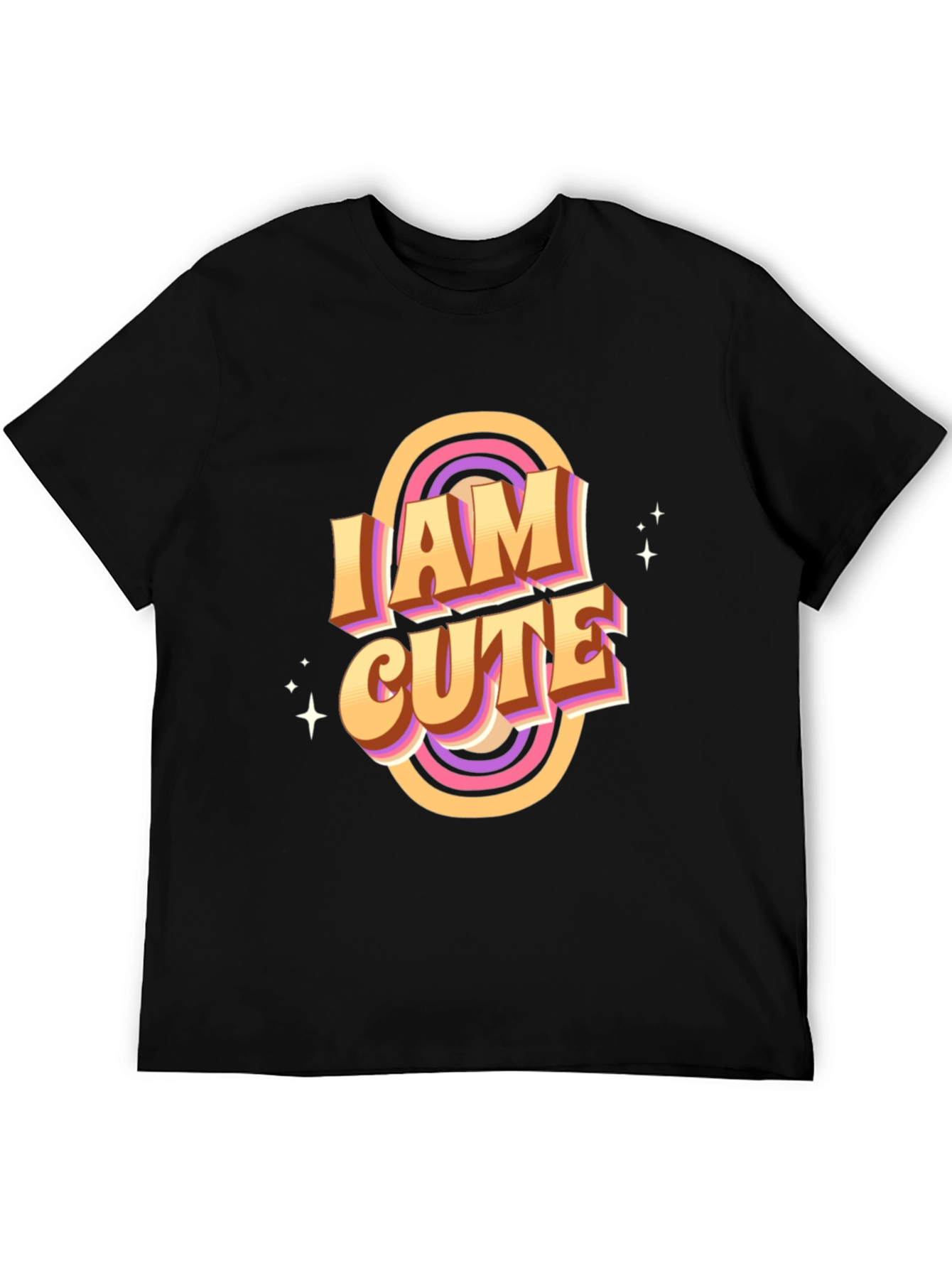 Black I Am Cute Graphic T-Shirt - Retro Style view 5