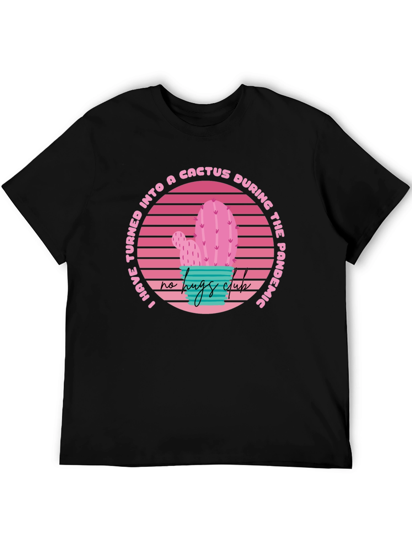 Black Cactus Pandemic T-Shirt: No Hugs Club Tee view 5