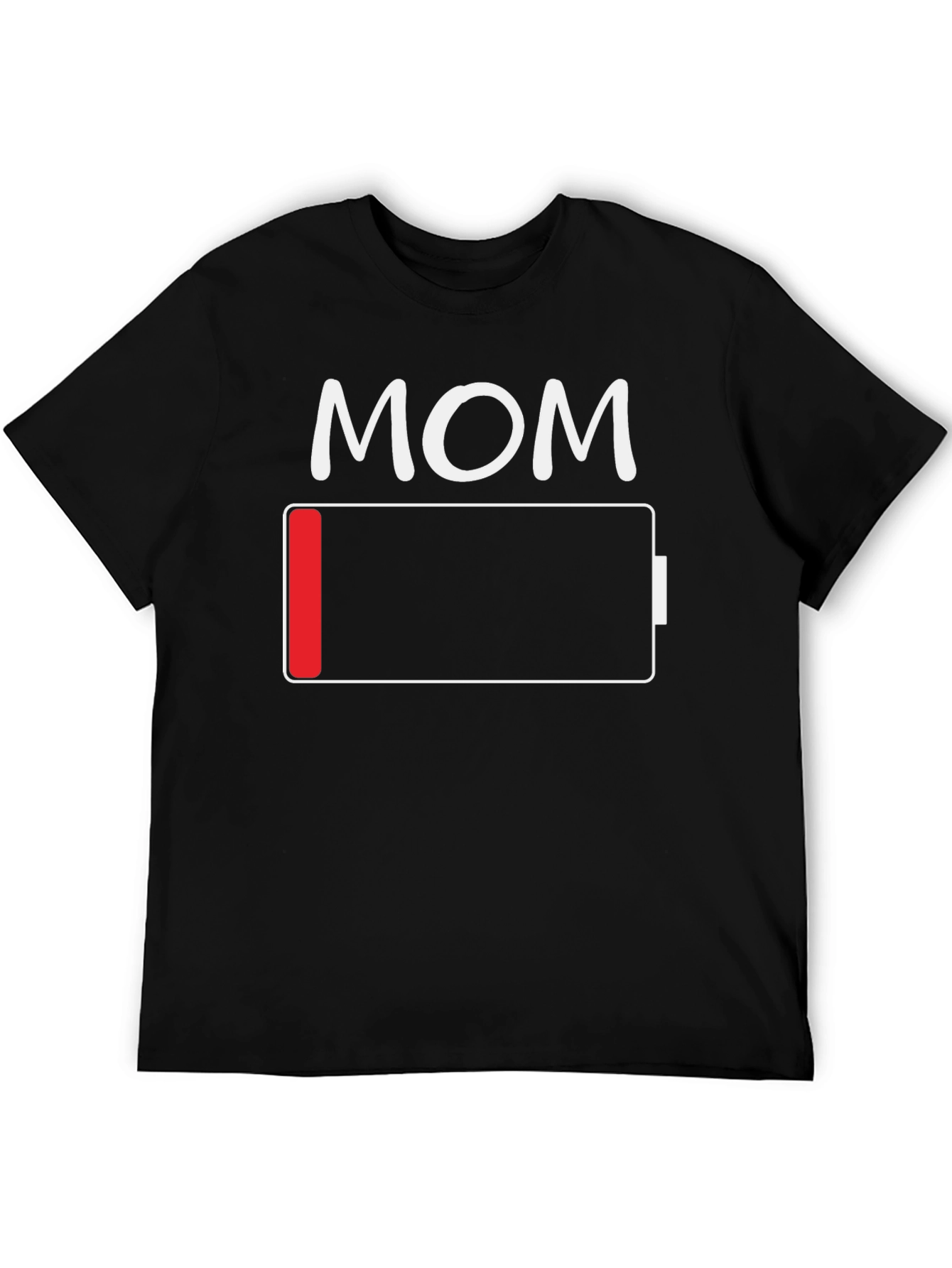Black Mom Low Battery Funny T-Shirt view 5