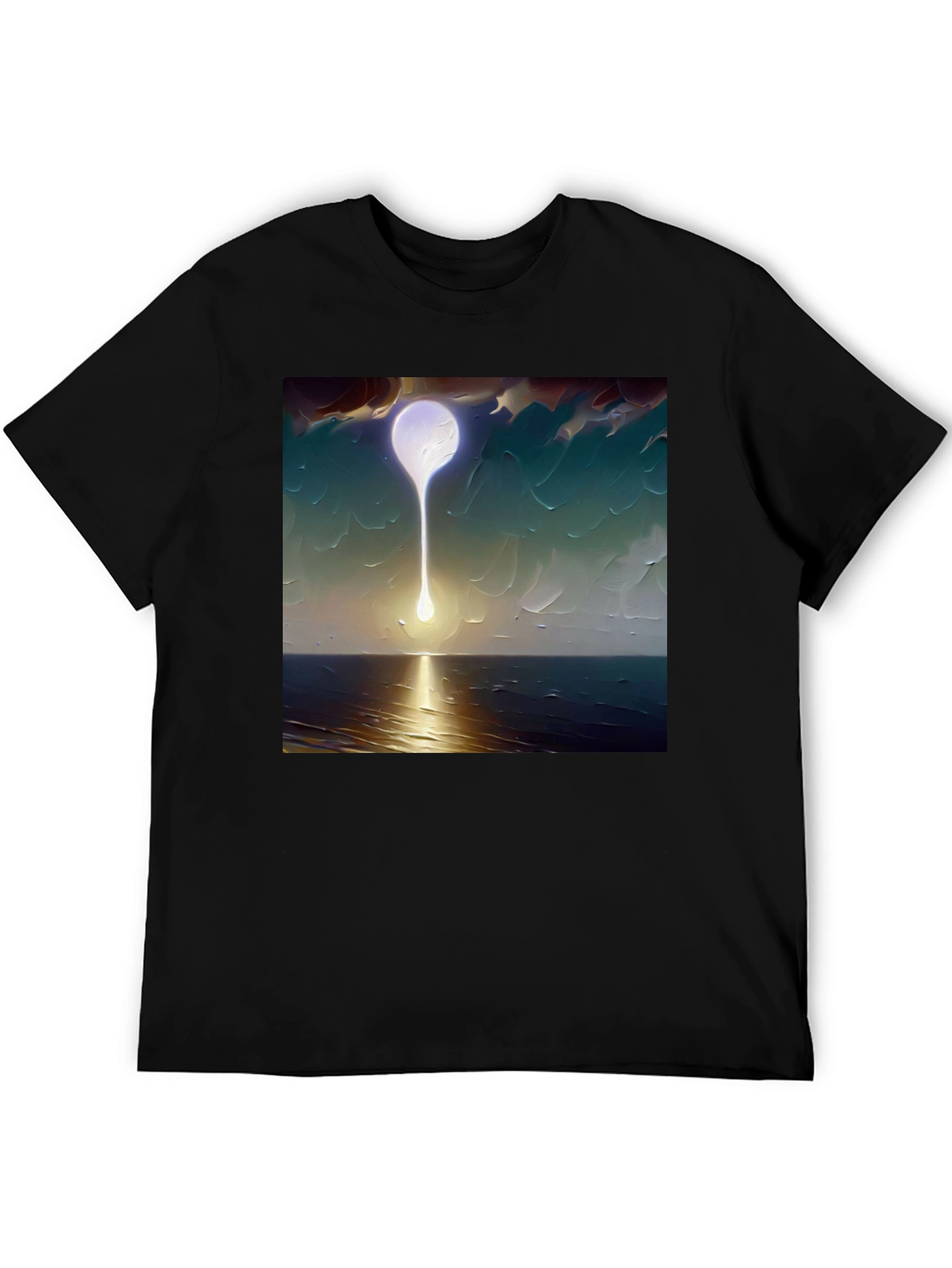 Black Abstract Moon T-Shirt - Artistic Graphic Tee view 5