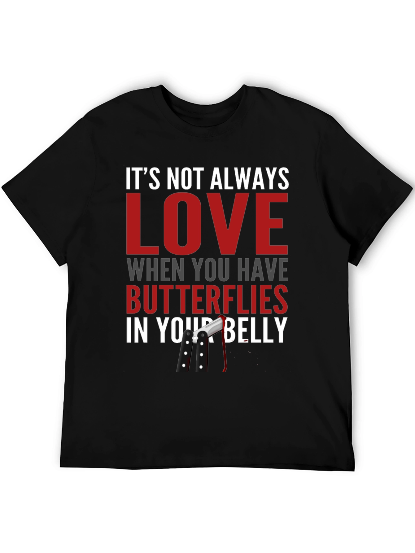 Black Funny T-Shirt - Butterflies in Your Belly Design view 5