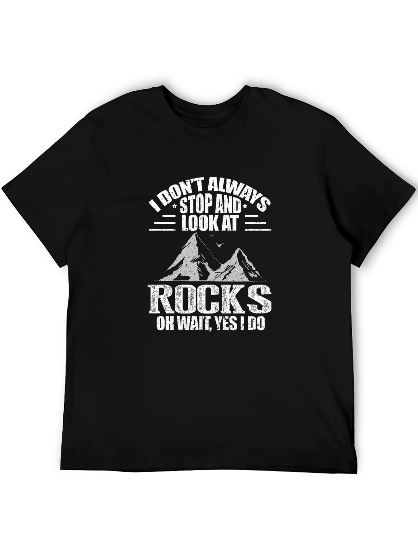 Black Funny Rock Lover T-Shirt - I Look At Rocks Tee view 5