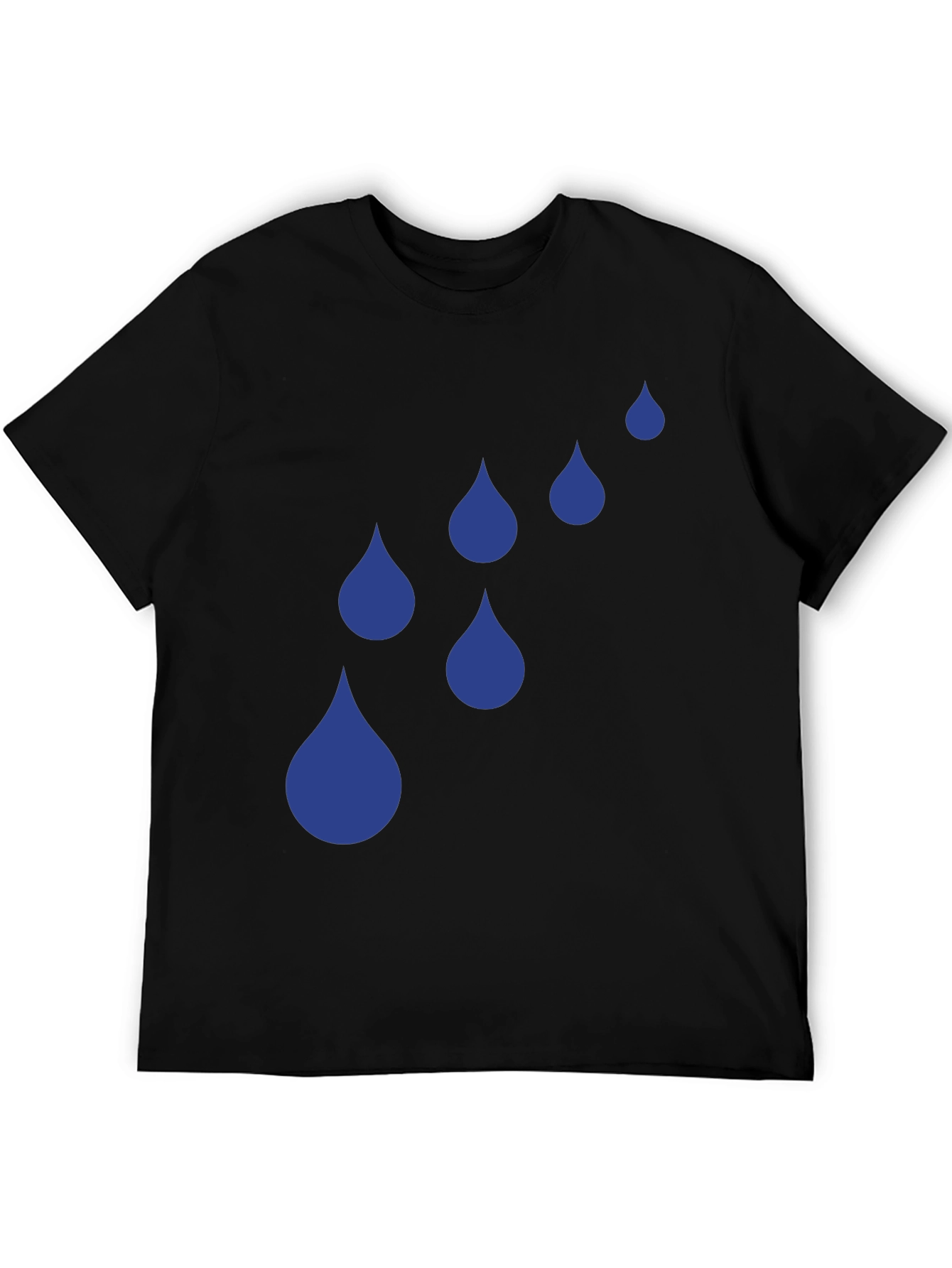 Black Blue Raindrop Graphic T-Shirt - Casual Style view 5
