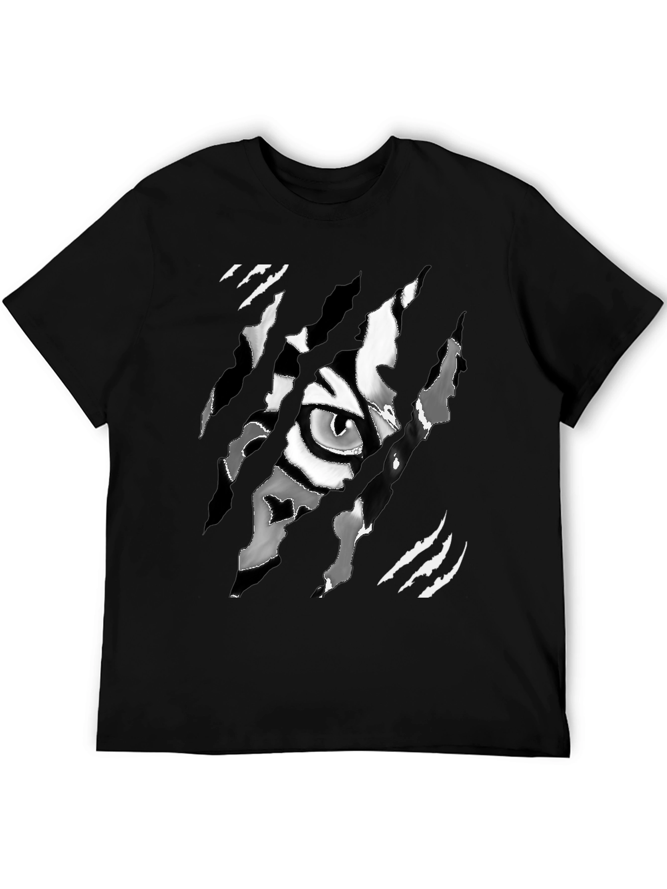 Black Tiger Eye Graphic Men's Black T-Shirt view 5