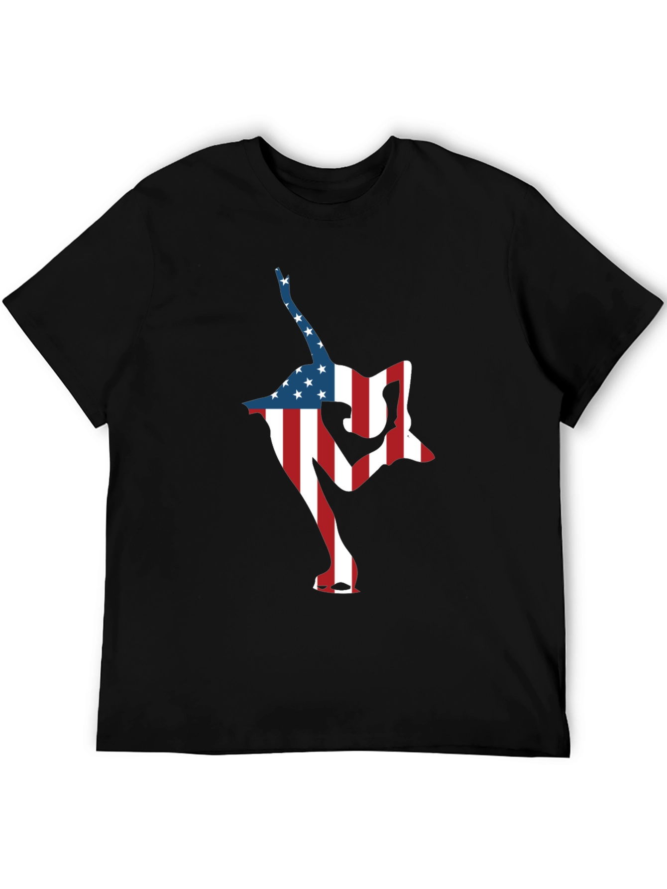 Black USA Flag Gymnast Black T-Shirt view 5