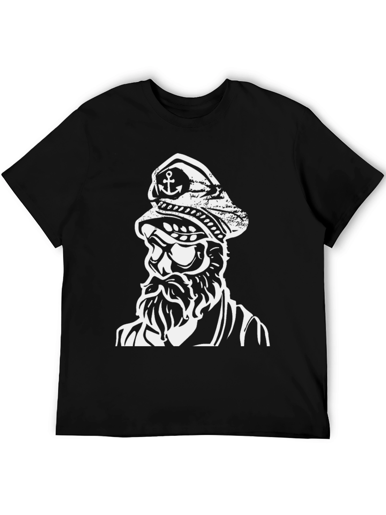 Black Nautical Captain Graphic Black T-Shirt view 5
