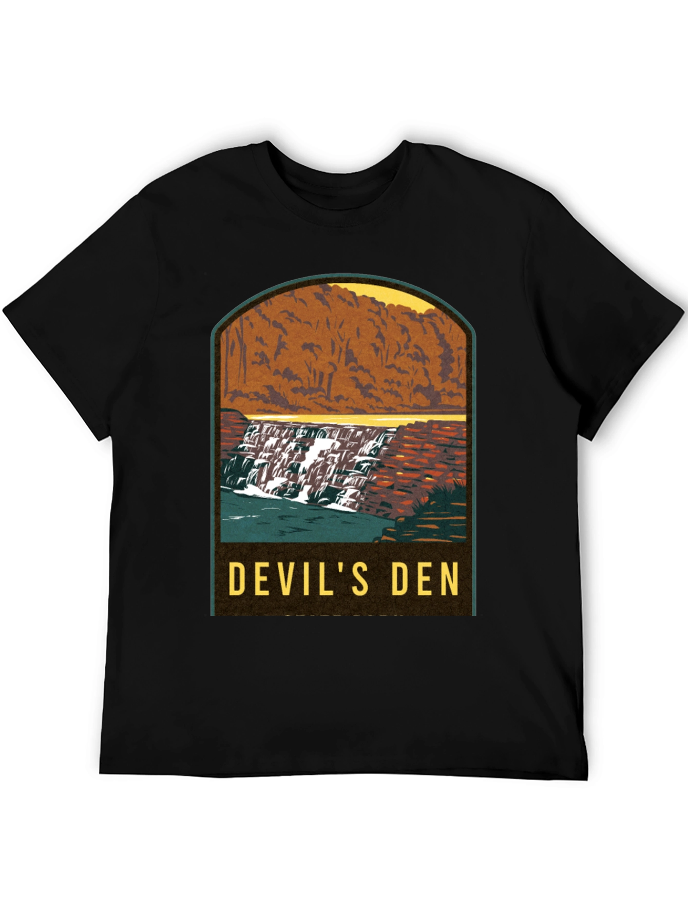 Black Devil's Den Waterfall Graphic Tee - Black view 5