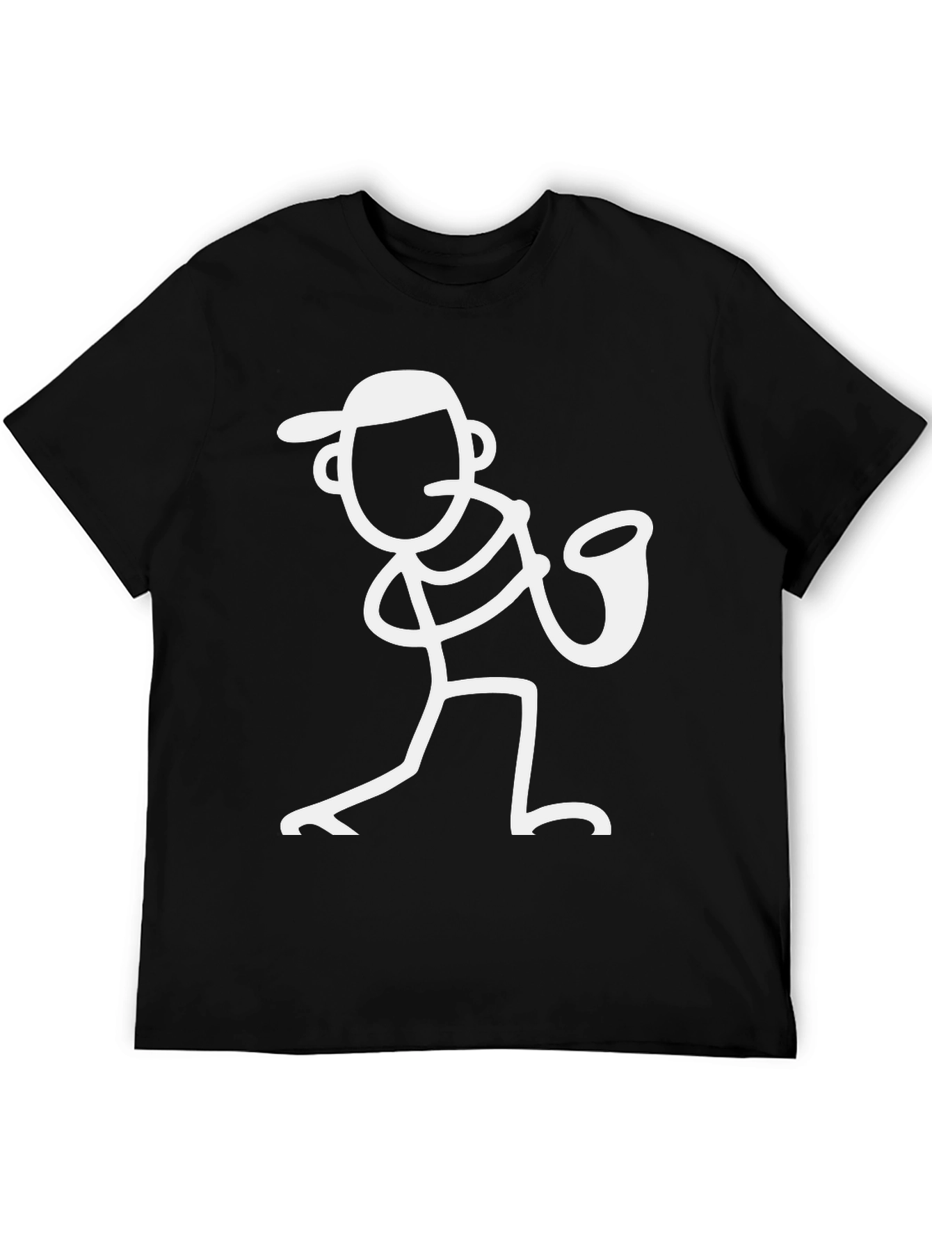 Black Saxophone Stick Figure Graphic Tee view 5