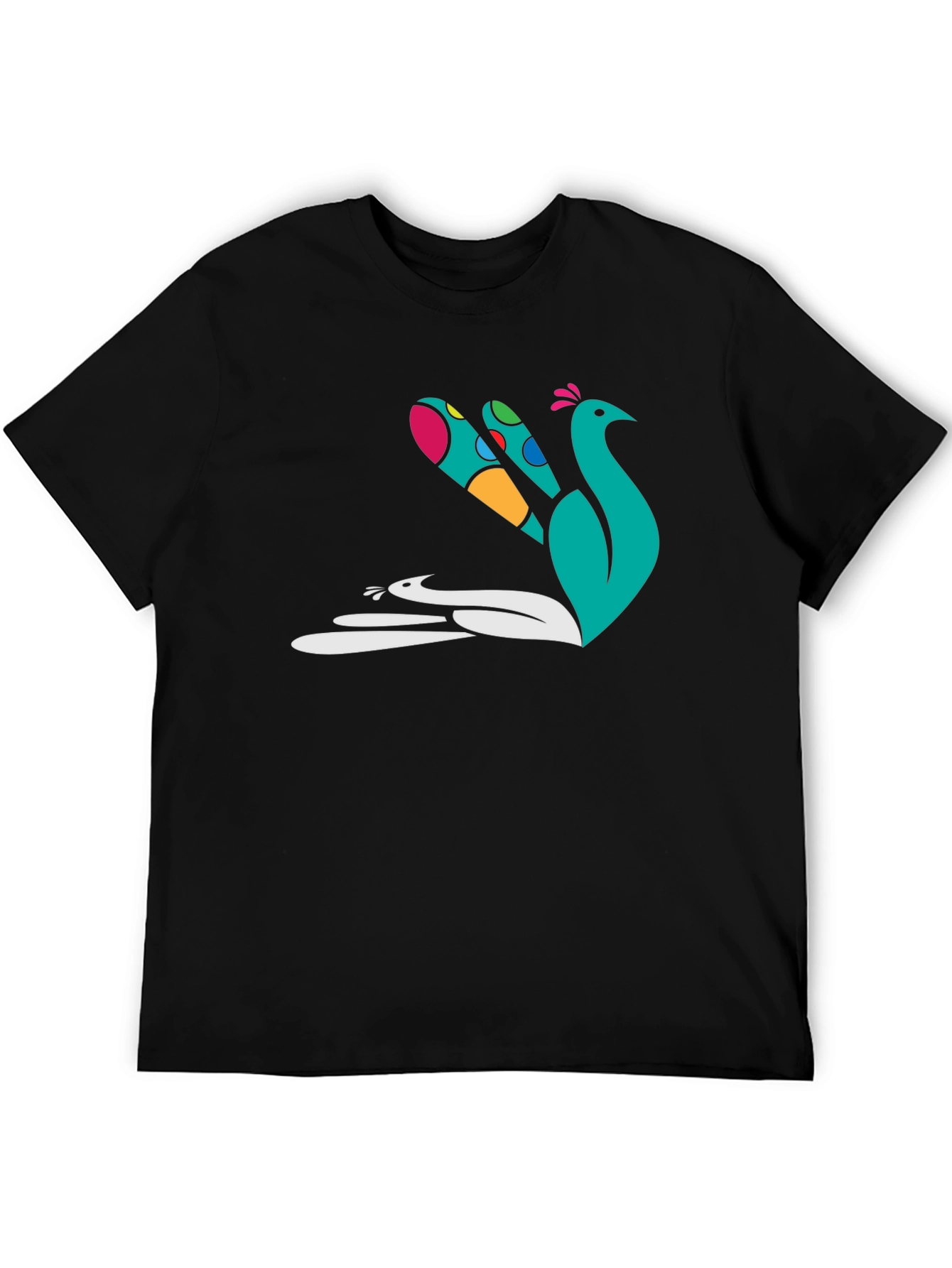 Black Peacock Graphic Tee - Stylish Cotton T-Shirt view 5