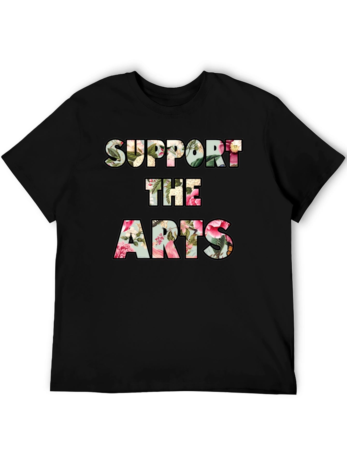 Black Support The Arts Floral Graphic Tee - Unisex view 5