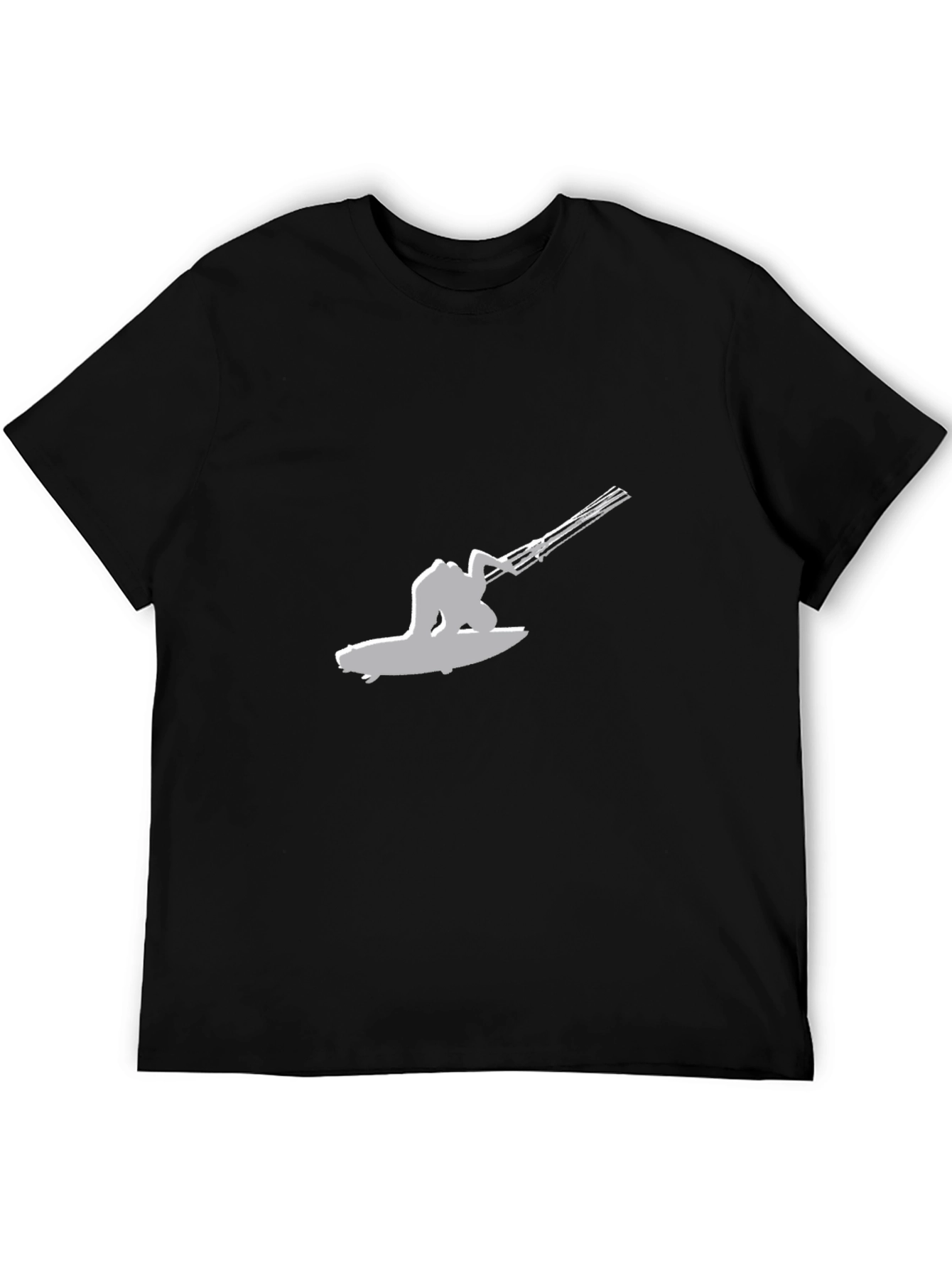 Black Kitesurfing Graphic Tee - Black Cotton T-Shirt view 5