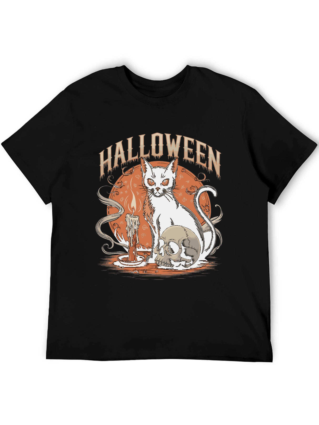 Black Halloween Cat & Skull Graphic Tee view 5