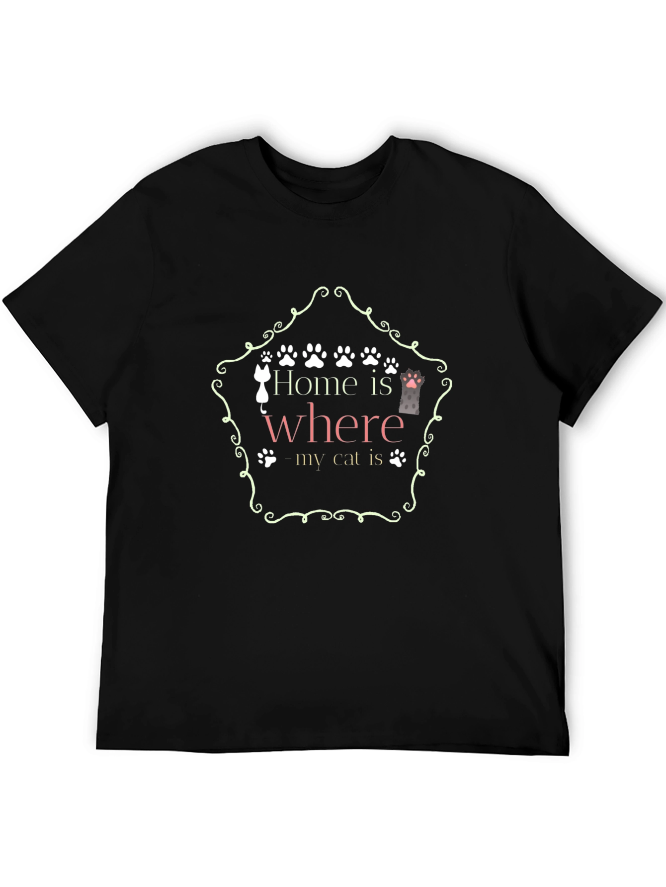 Black Home Is Where My Cat Is - Graphic T-Shirt view 5