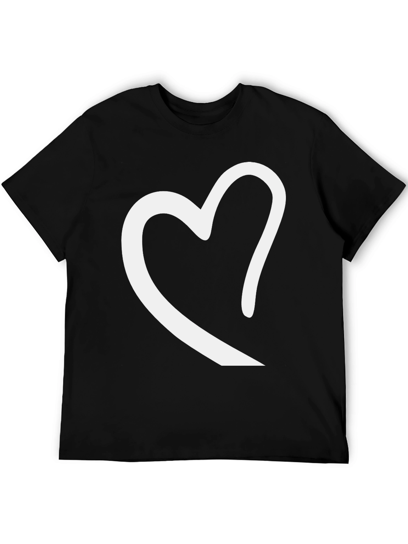 Black Black T-Shirt with White Heart Graphic view 5