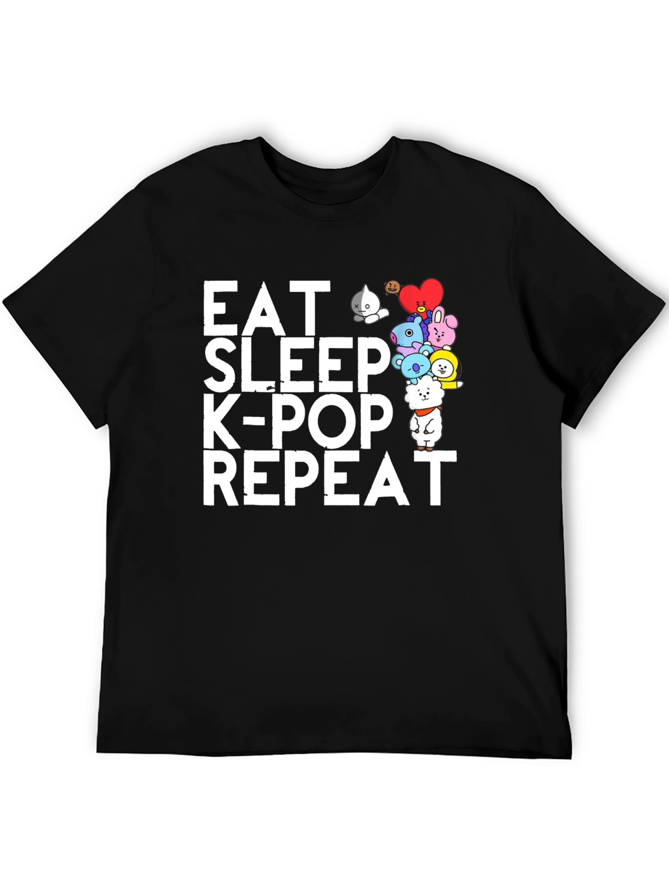 Black Eat Sleep K-Pop Repeat Black Graphic Tee view 5