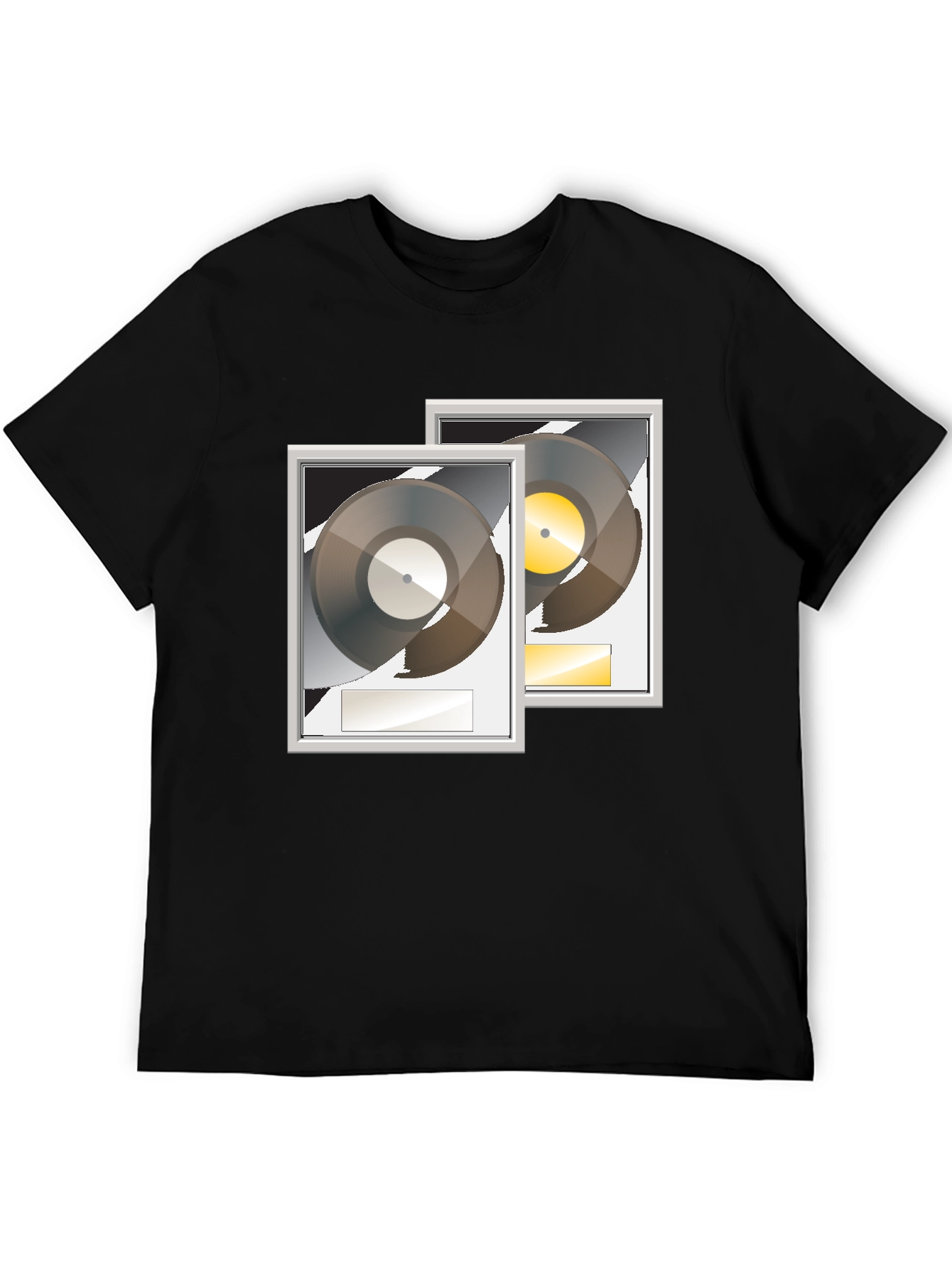 Black Black T-Shirt with Gold and Platinum Record Graphic view 5