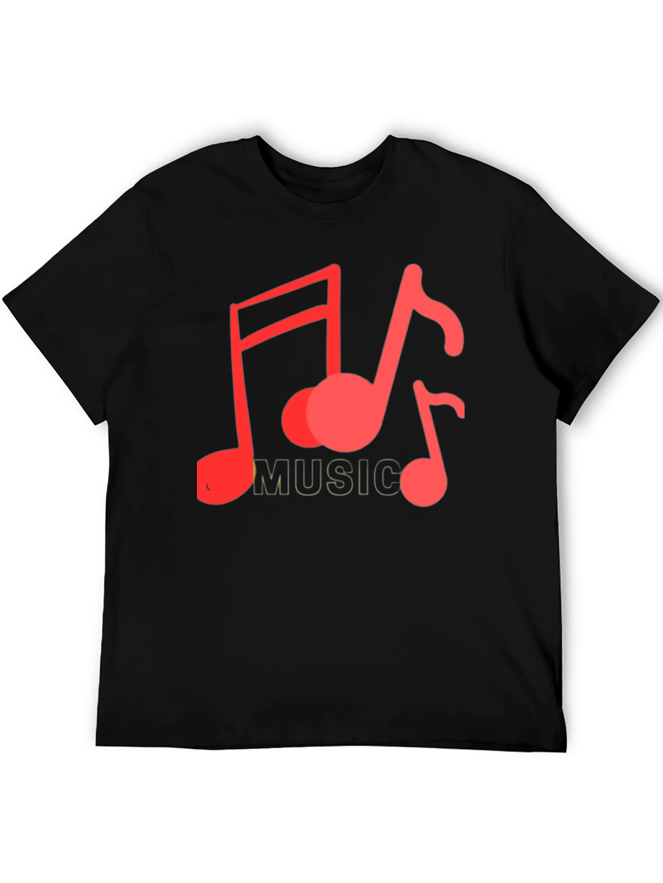 Black Musical Notes Graphic Tee - Black Cotton Casual view 5