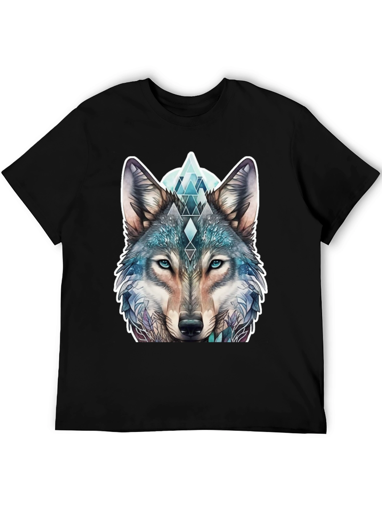 Black Geometric Wolf Graphic Tee - Stylish Animal Print Shirt view 5
