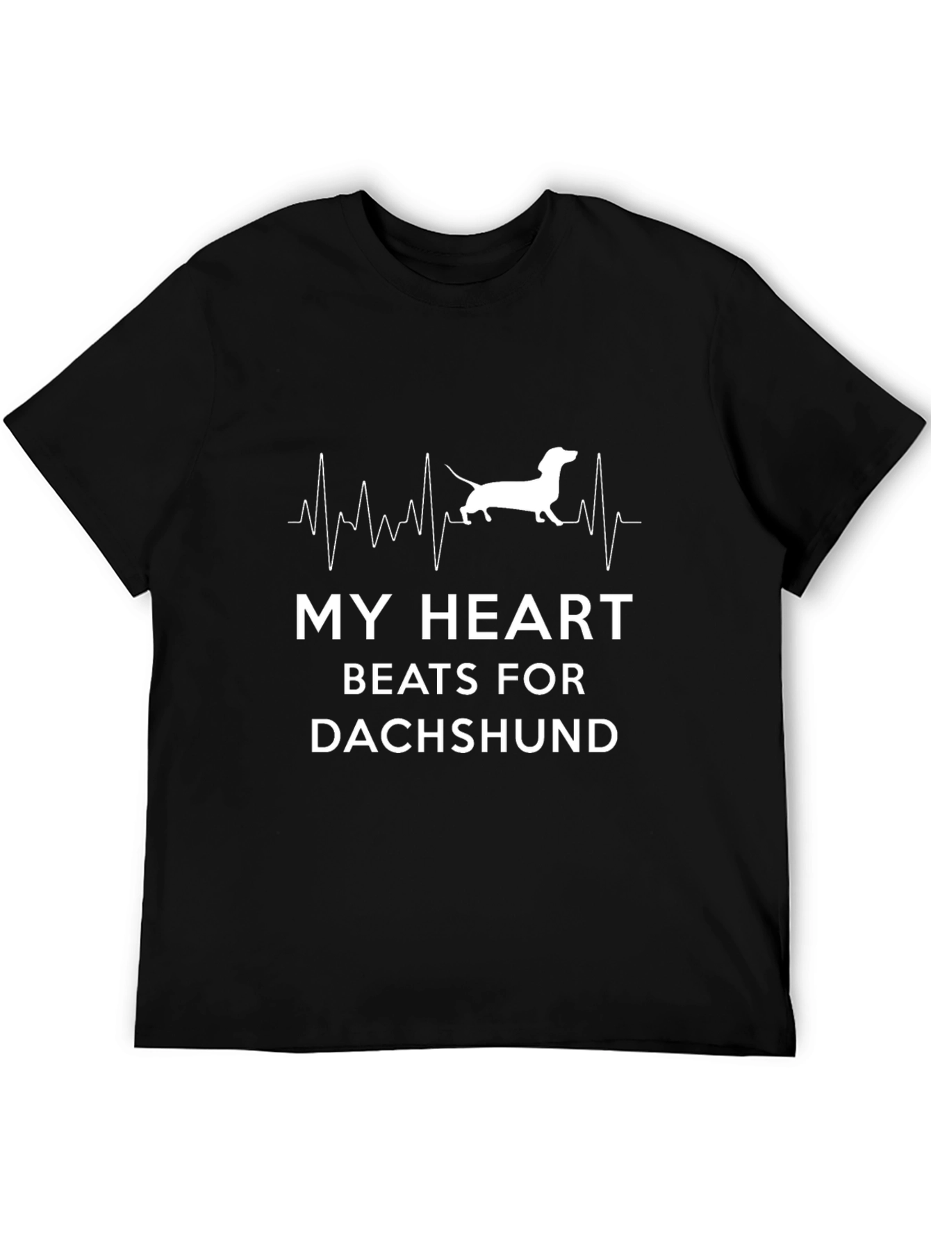 Black Dachshund Heartbeat T-Shirt view 5