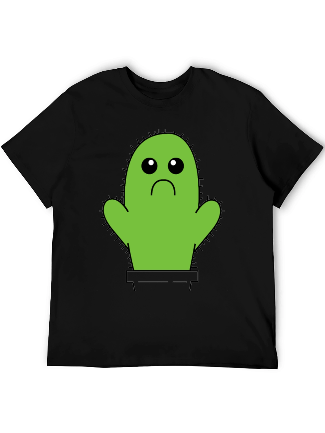 Black Sad Cactus T-Shirt - Unisex Cotton Tee view 5