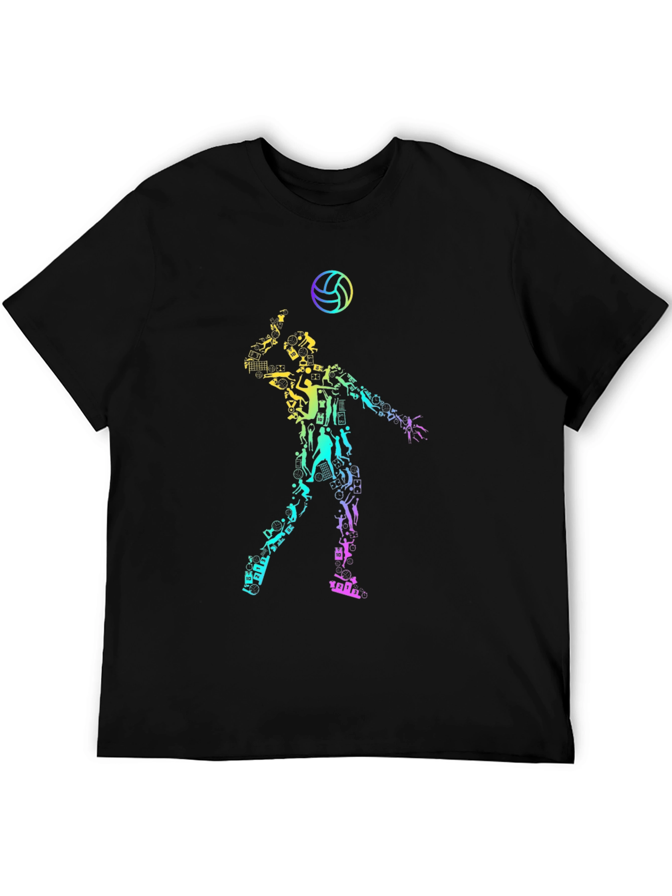 Black Volleyball Player Silhouette Graphic Tee - Sporty Casual view 5