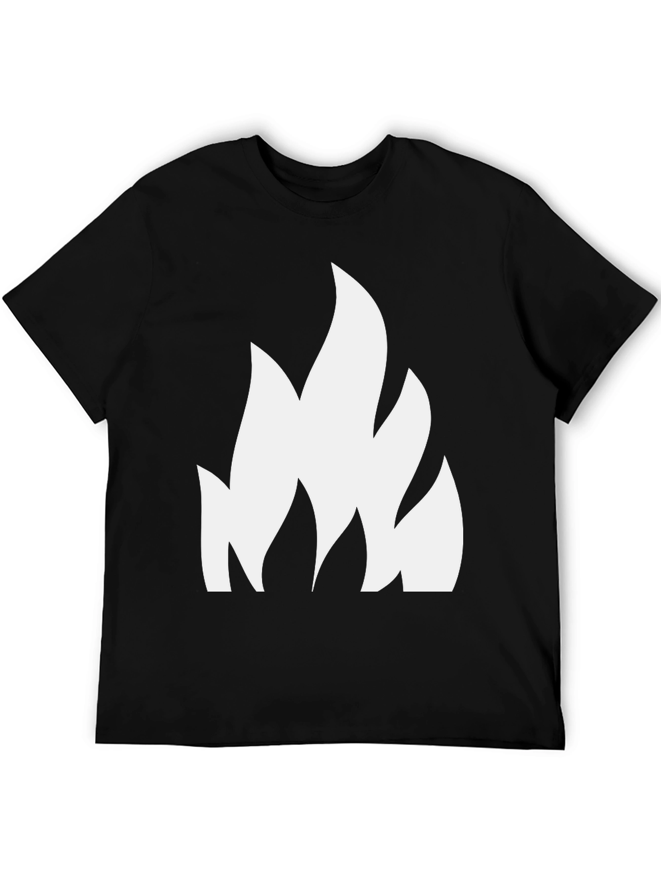 Black Bold Black T-Shirt with White Flame Design view 5