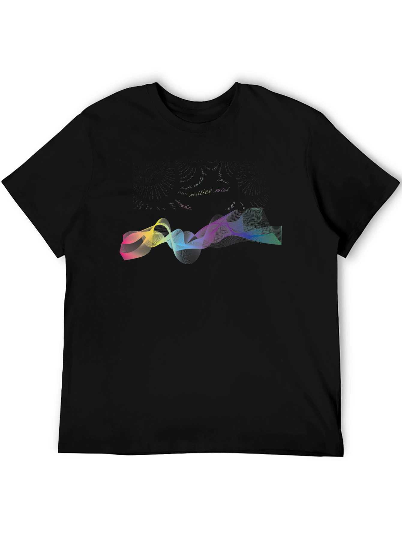 Black Vibrant Wave Graphic Black T-Shirt view 5