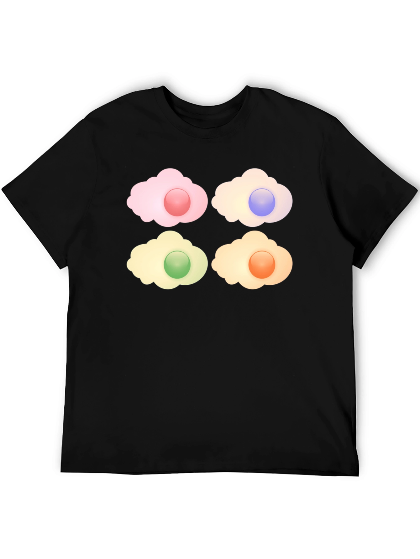 Black Colorful Sunny Side Up Eggs Graphic T-Shirt view 5