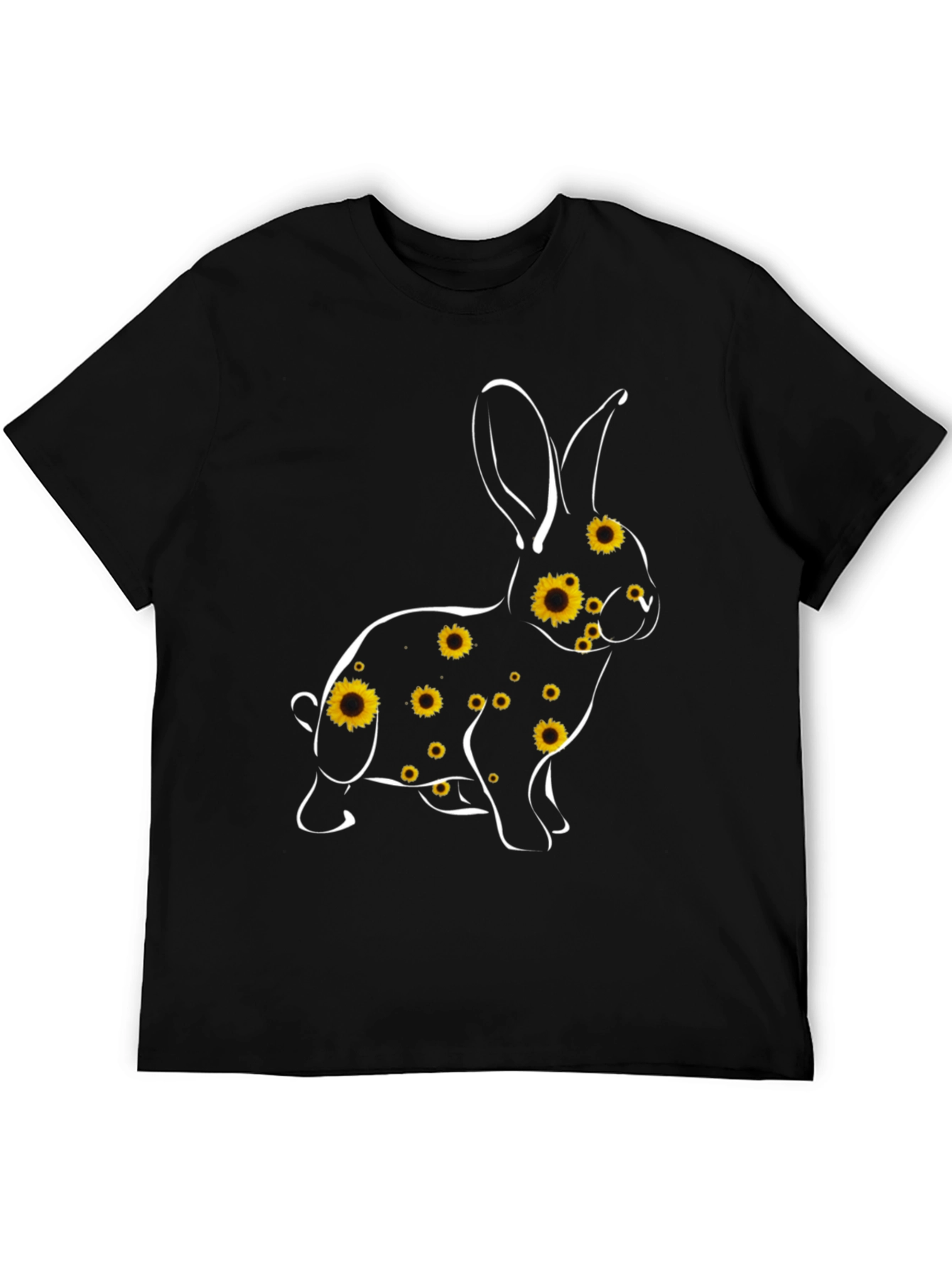 Black Sunflower Bunny Graphic Tee - Black Cotton Blend view 5