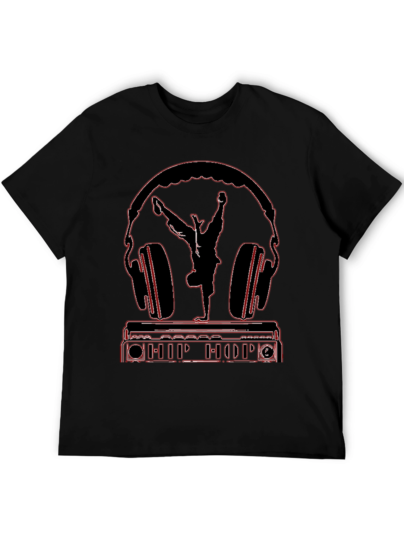 Black Hip Hop Headphones Graphic Tee view 5