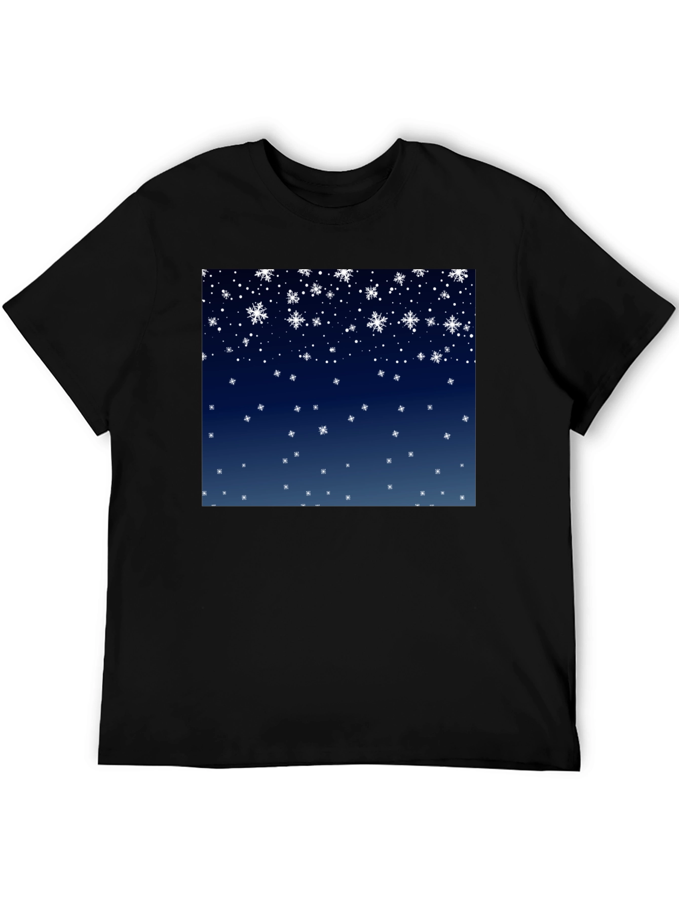 Black Snowflake Pattern T-Shirt - Winter Holiday Apparel view 5