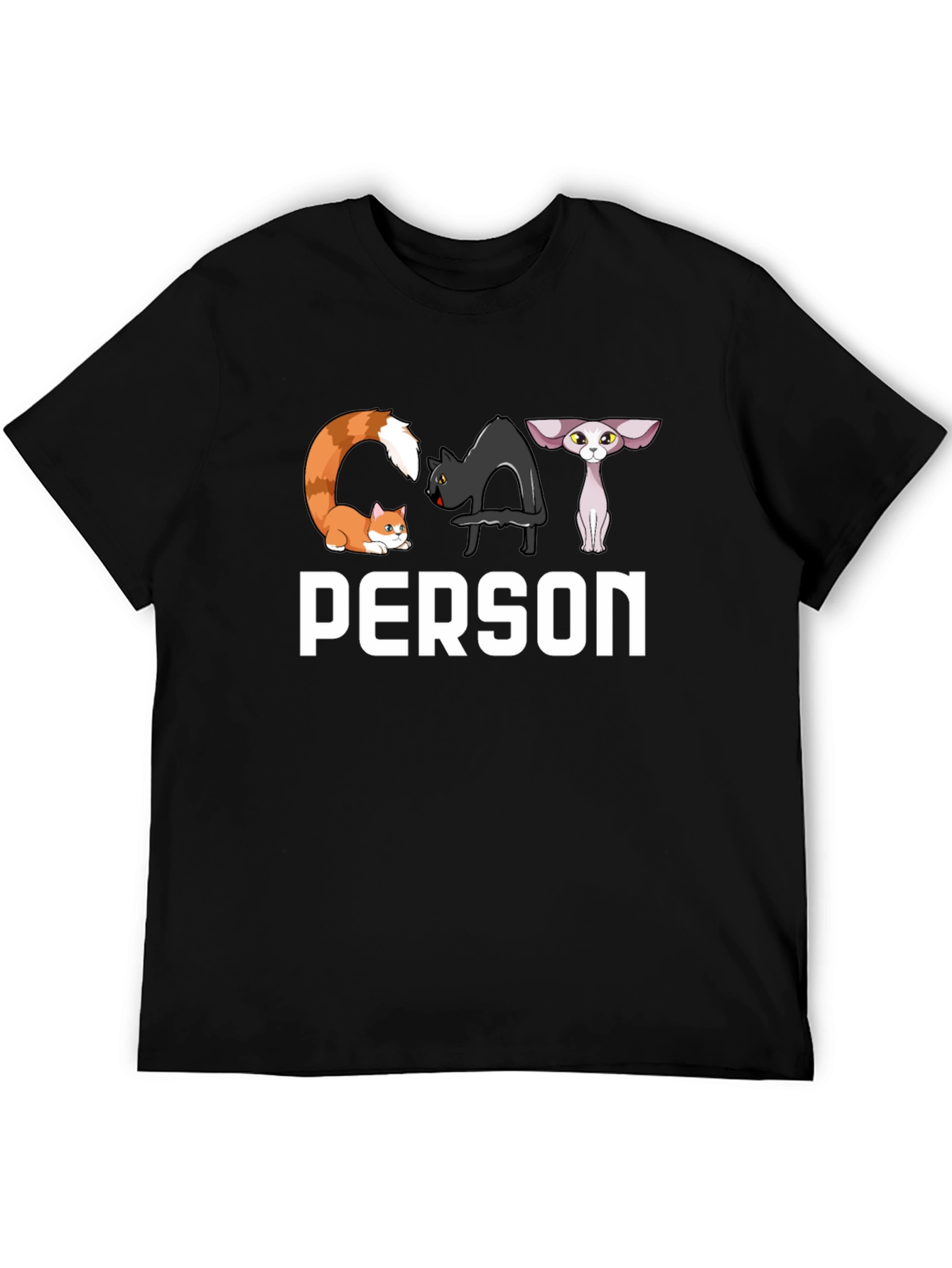Black Cat Person T-Shirt - Novelty Design view 5