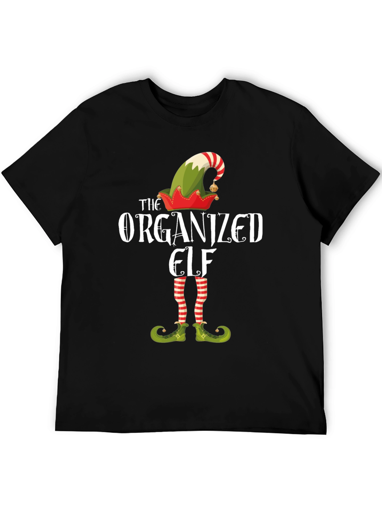 Black The Organized Elf Graphic T-Shirt view 5
